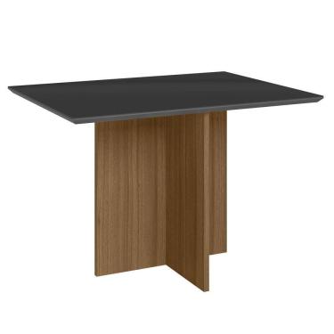 Imagem de Mesa De Jantar Retangular 4 Lugares 120cm Tampo Chanfrado Com Vidro Helô Carvalho/grafite/preto - Poliman