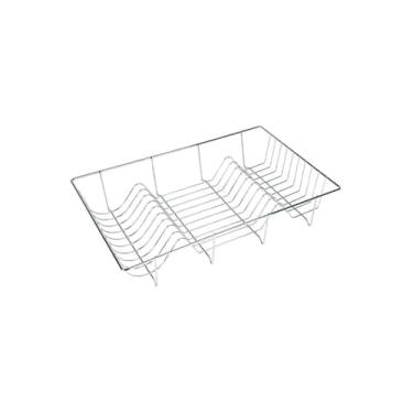 Imagem de Escorredor de Louça Aramado, Suporte para 18 Pratos, Metal Cromado, 48x31x9cm, Organizador de Bancada para Cozinha