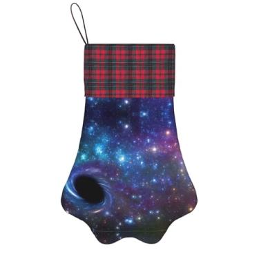 Imagem de SKKNT Meias de Natal com estampa de galáxia, animais de estimação, decoração de Natal, cães, gatos, árvore, presente conveniente