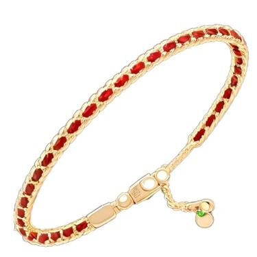 Imagem de Solza Pulseira de elos de ouro de corda vermelha – Corrente ajustável de corda trançada de latão banhado a ouro 18K com fecho de lagosta seguro | Acessório de joias da moda, pulseira moderna e