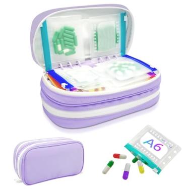 Imagem de Timueetech Organizador de comprimidos XXL A6 à prova d'água com compartimento duplo com 28 m de tamanho para fichário A6, grande organizador mensal de medicamentos sem BPA, sistema reutilizável de