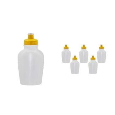 Imagem de Kit 6 Cantis 500Ml Tampa Fibra Madeira Amarelo - Bb Store