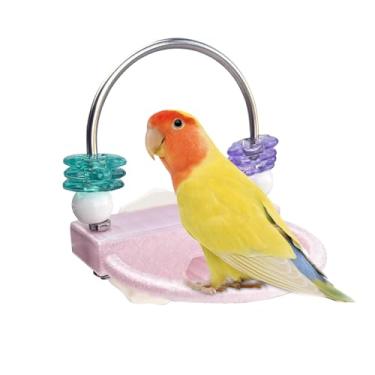 Imagem de Poleiro de periquito, anéis giratórios interativos, 7,7 cm x 6,9 cm x 8,6 cm, suporte de descanso de pássaros, poleiro de treinamento de calopsita, acessório de enriquecimento, para escalada e