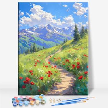 Imagem de SAN JUAN MOUNTAINS COLORADO Tela emoldurada DIY Kit de pintura por números bar café caverna sala de casa parede banheiro varanda pátio decoração presente, 40,6 x 30,5 cm