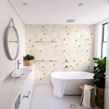 Imagem de Papel de Parede Revestimento Azulejo Lavável Mármore Colméia - TACOLAD