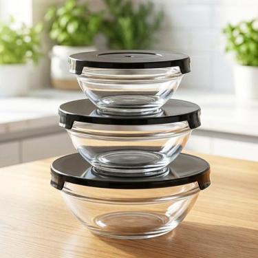 Imagem de Potes De Vidro Recipiente Hermético Com Tampa Conjunto 3pçs - Genérico