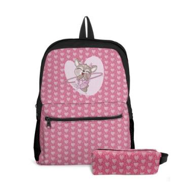 Imagem de Kit Mochila com Bolso e Estojo Escolar Infantil de Ursinha Menina  - T