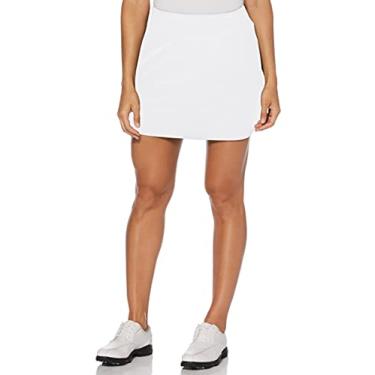 Imagem de PGA TOUR Saia feminina de golfe Airflux de 40,6 cm com controle de barriga, costuras elásticas, absorção de umidade, proteção solar, ventilada, Branco brilhante, PP