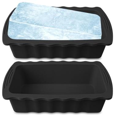 Imagem de Haldane 2 moldes de bloco de gelo extra grandes, moldes gigantes de cubos de gelo de 2,7 kg para laboratório de mergulho, recipiente de gelo para freezer, bandeja de gelo de silicone espesso e