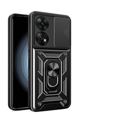 Imagem de Kukoufey Compatível com suporte Oppo Reno 10 5G, compatível com Oppo Reno 10 Pro 5G, com capa de lente de câmera deslizante compatível com Oppo Reno10 5G CPH2531 / Reno10 Pro 5G CPH2525 capa preta