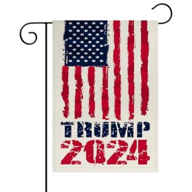 Imagem de Factory Crafts Feito nos EUA - Não na China - Bandeira de jardim Trump 2024 | Retrô | Impressão dupla face vertical de 45,7 x 31,8 cm - **mastro não incluído** Decoração de quintal interno/externo |