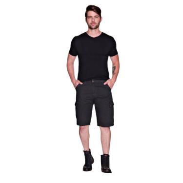Imagem de Bermuda Masculina Cargo em Sarja - krayani, Preto, 48