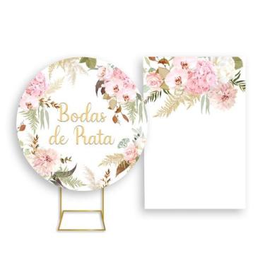 Imagem de Painel De Festa Redondo 1,50x1,50 + Painel Vertical 1,50x2,20 - Flores