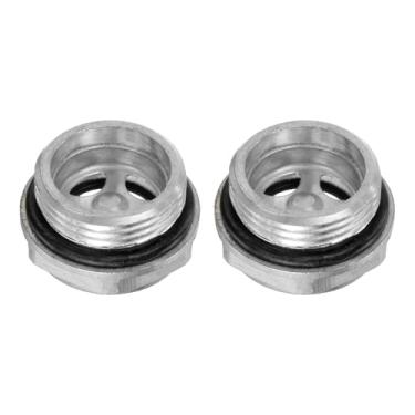 Imagem de HARFINGTON 2 peças de vidro de visão de óleo para compressor de ar 22 x 1,5 mm rosca macho medidor de nível de líquido, cabeça sextavada de alumínio, janela indicadora de óleo com anel de vedação para