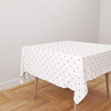 Imagem de Toalha De Mesa Quadrada 4 Lugares Tecido Oxford Corações e Poá Rosa TL