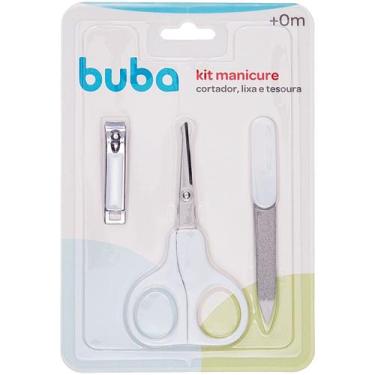 Imagem de Kit Manicure Bebê Branco Buba 0m+ Tesourinha Cortador e Lixa de Unhas