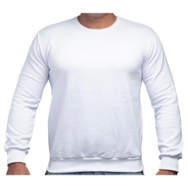 Imagem de Blusa Moletom Gola Careca Frio E Inverno Sem Bolso Cores - cmg, Branco
