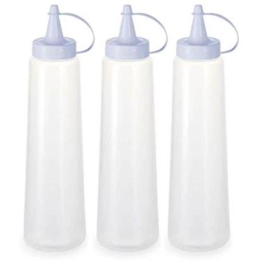 Imagem de Kit 3 Bisnagas Plásticas Grandes 400ml para Molhos Maionese Plasvale L