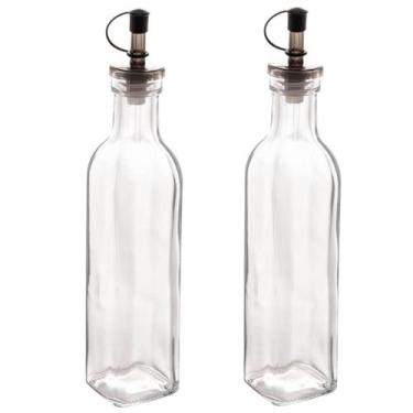 Imagem de Kit 2 Garrafas de Vidro para Azeite ou Vinagre 270ml com Bico Dosador 