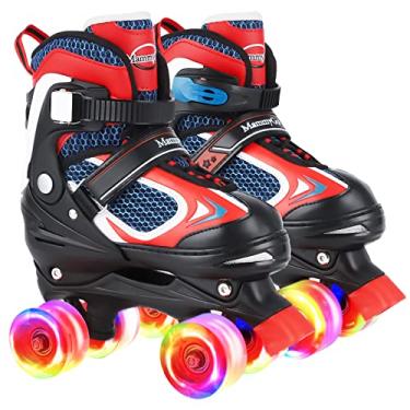 Imagem de Patins infantis para meninas e meninos, 4 tamanhos, patins ajustáveis com rodas iluminadas, patins para ambientes externos e internos para crianças, iniciantes, patines para niñas niños
