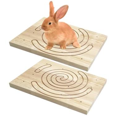 Imagem de Tfwadmx Pacote com 2 almofadas de madeira de coelho para pés de coelho, brinquedos de moagem de dentes para animais pequenos, plataforma de escavação de porquinhos-da-índia para animais pequenos,