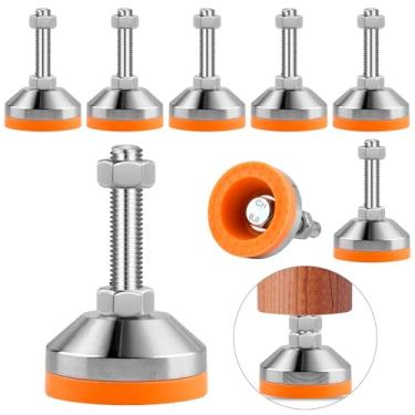 Imagem de Akamino 8 peças de pés de nivelamento resistentes, nivelador de perna ajustável para móveis M12 com base de diâmetro de 6 cm, pés de borracha antiderrapantes, niveladores giratórios à prova de choque
