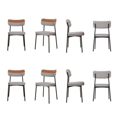 Imagem de Kit com 8 Cadeiras para Sala de Jantar Mona Yescasa Cinza Claro Corriente /Caramelo