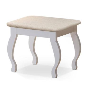 Imagem de Banqueta Almofadada Para Penteadeira Camarim Branco - Móveis Luapa Branco