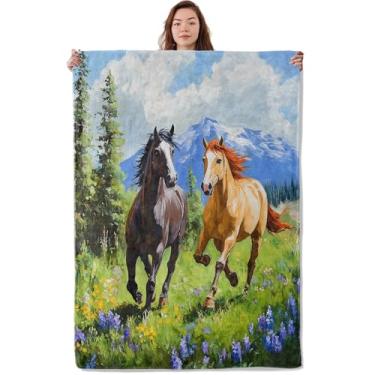Imagem de UNDAHIS Cobertor de cavalo de corrida deslumbrante, cobertor macio e aconchegante, presentes para adultos, crianças, mulheres, cobertores de flanela leves e confortáveis para sofá, viagem, cama