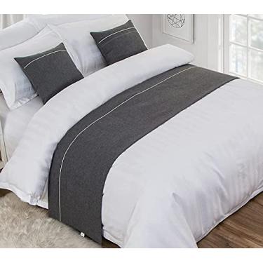 Imagem de Cachecol de corredor de cama de hotel para cama king size, luz de luxo, qualidade sólida, decoração de cama sem desbotamento, protetor de colcha, mantas macias para pés da cama, toalha de cauda para
