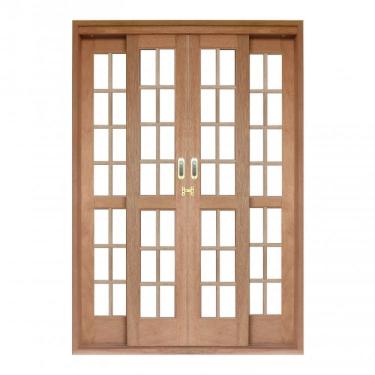 Imagem de Porta de Correr Quadriculado 4 Folhas Cedro Arana 215cmx180cmx14cm Isabela Revestimentos Natural