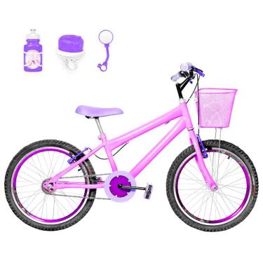 Imagem de Bicicleta Infantil Aro 20 Aero + Kit Passeio Rosa E Violeta