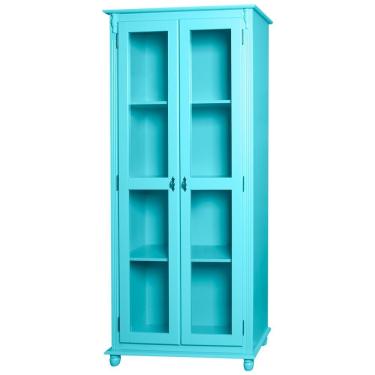 Imagem de Cristaleira Lateral Com 2 Portas de Vidro e 3 Prateleiras 300 Azul Céu
