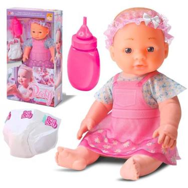 Imagem de Boneca Bebê Paty Faz Xixi De Verdade Em Vinil Com Mamadeira Lacinho E 