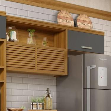 Imagem de Armário Aéreo 2 Portas 1 Nicho 100% Mdf Princesa Freijó/grafite Nesher Móveis