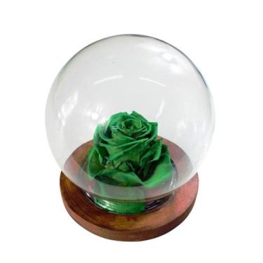 Imagem de Rosa Encantada Verde na Redoma de Vidro - Média - Pense Flores