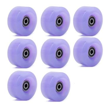Imagem de SzBlaZe Pacote com 8 82A 58 x 32 mm QUAD Patins Rodas com Rolamentos Patins de Linha Dupla Rodas para Skate Externo ou Interior Patins Acessórios de Roda (Jelly Purple)