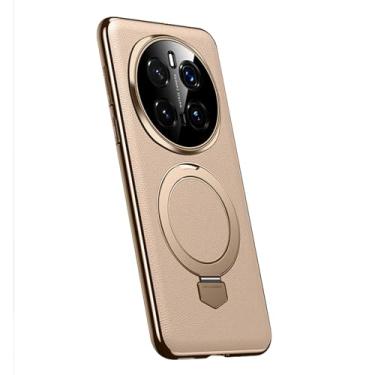 Imagem de FWYANZH Capa de couro para Honor Magic 7 Pro/7, capa de suporte de anel magnético, proteção total da lente à prova de choque, capa de telefone luxuosa, dourada, 7