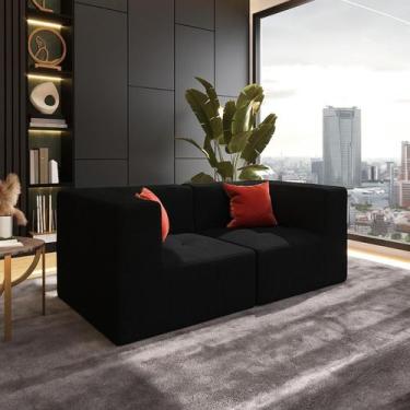Imagem de Sofá Modular 2 Lugares em Suede  Design Estilo Togo Moderno e Confortá