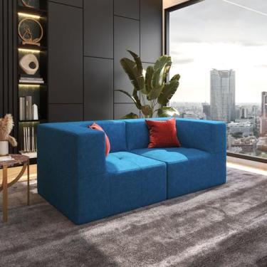 Imagem de Sofá Modular 2 Lugares em Suede  Design Estilo Togo Moderno e Confortá