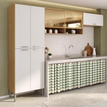 Imagem de Armário Cozinha Modulada Compacta com Vidros 270cm 3 Peças Paris Multi