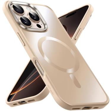 Imagem de JETech Capa Magnética para iPhone 16 Pro Max 6,9 Polegadas Compatível com MagSafe, Case Acabamento Fosco com Brilho Metálico Luxuoso, Capinha de Telefone Fina, Eletrogalvanizada (Titânio-Deserto)