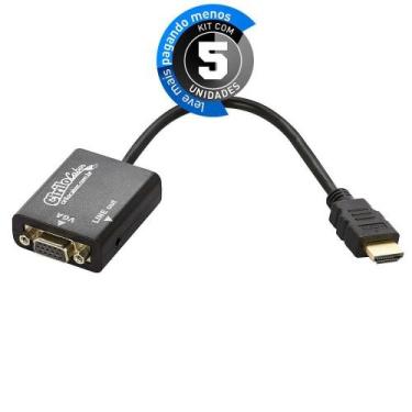 Imagem de Cabos Conversor Hdmi Para Vga Com Áudio 20 Cm - Kit 5 - Cirilo Cabos