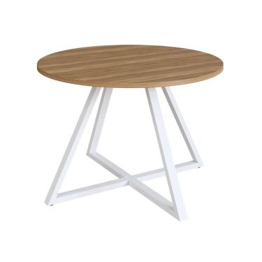 Imagem de Mesa de Jantar 4 Lugares Redonda 110cm Home Office Concept Nogal Sevilha/Branco