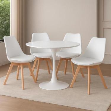 Imagem de Kit 4 Cadeiras De Jantar Empório Tiffany Saarinen Base Wood - Lar Text