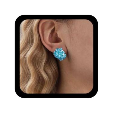 Imagem de Allereyae Brincos de cristal vintage com contas brancas Cz Cluster Brincos de casamento com contas redondas de arroz com contas brilhantes para mulheres, Zinco, Sem pedra preciosa