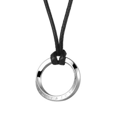 Imagem de OIDEA Colar masculino de runas viking: Colares vintage de aço inoxidável com pingente Mobius torcido com correntes de corda de couro trançado joias de amuleto nórdico presentes, Small, Aço inoxidável