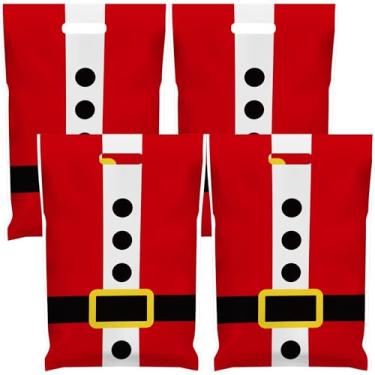 Imagem de Gersoniel 48 peças de sacos de presente de plástico de Natal com alça, sacos de presente de Papai Noel, 20 x 30 cm, embalagem de doces de Natal para decoração de lembrancinhas de festa de inverno