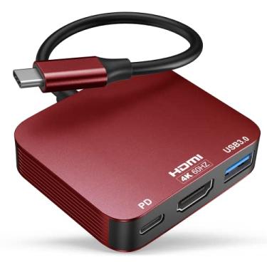 Imagem de Adaptador USB C para HDMI 【4K @60Hz】, adaptador Vilcome HDMI para USB C multiportas com porta USB tipo C PD e USB 3.0, compatível com MacBook Pro/Air, iPad Pro/Air, Dell XPS, iPhone 15 Pro/Max,