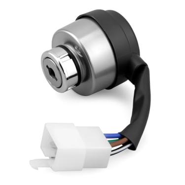 Imagem de Interruptor de ignição de 4 pinos adequado para mini escavadeira AGT-H15R DHKG-H15, conjunto de chaves de ignição preto prateado com 2 chaves